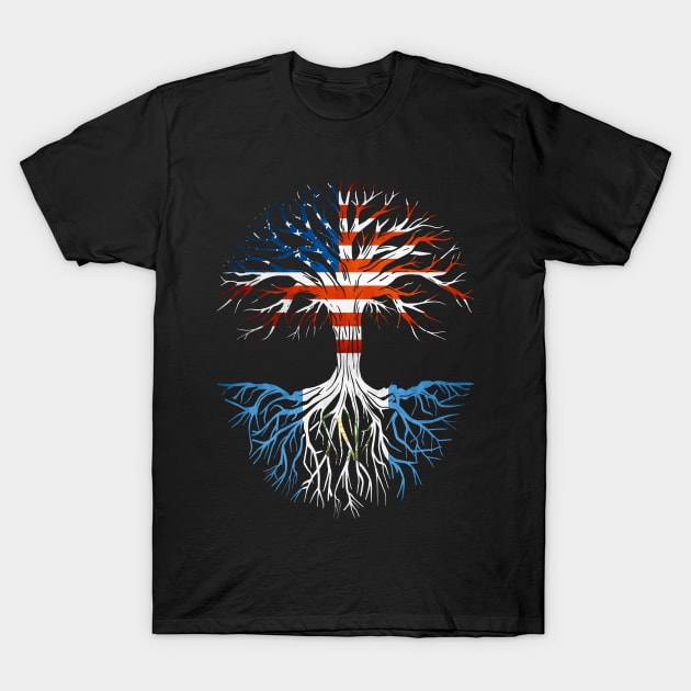 American Grown Guatemalan Roots Tree Guatemala Flag Usa Flag T-Shirt by Henry jonh